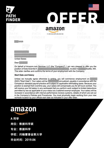 Amazon · 数据科学家,学员 Offer 原图