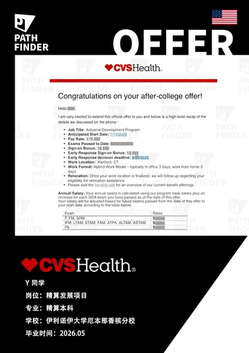 CVS Health · 精算发展项目,学员 Offer 原图