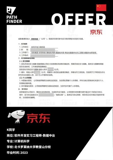 京东 · 软件开发实习工程师 · 数据中台,学员 Offer 原图